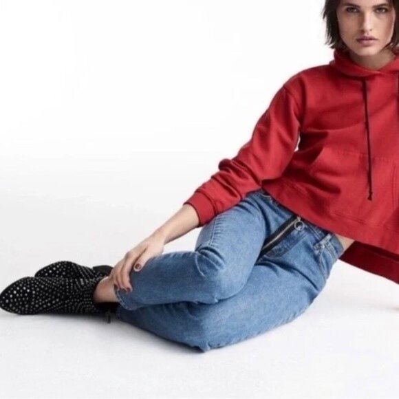 HUDSON SZ 27 Riley Relaxed Cropped Straight Exposed Zipper Stretch Jeans - Picture 2 of 15